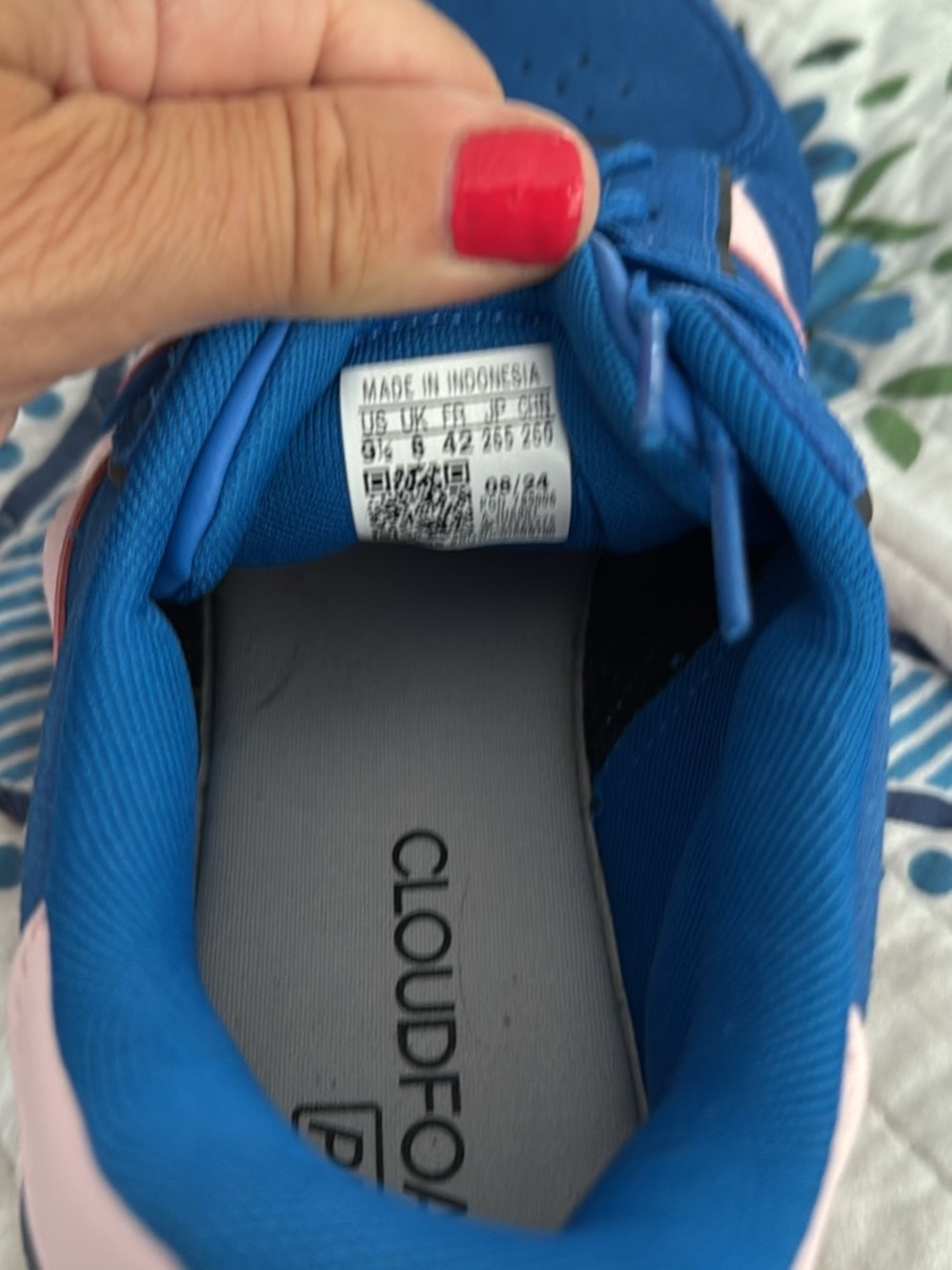adidas Breaknet Blue Suede Sneakers with Pink Stripes and Gum Sole - Picture 4 of 4